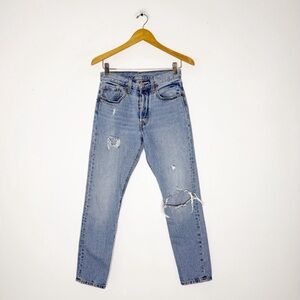Levi’s 501 S Original Fit Jeans Size 26 Distressed Light Wash Straight Leg